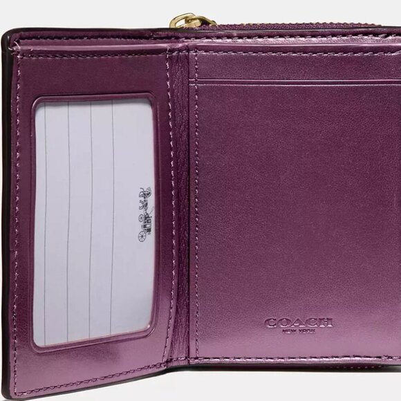 COACH Tri Wallet Metallic Leather Berry Classic "C" Brown NWT - Picture 10 of 12